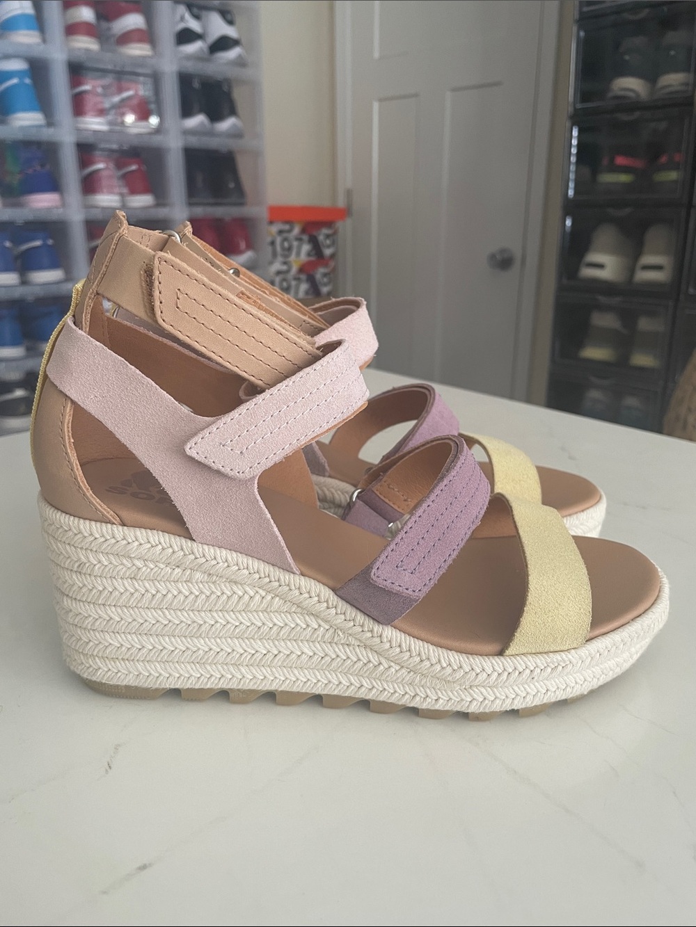 Sorel Women's Cameron Pastel Multi-Color Espadrille Wedge Sandals